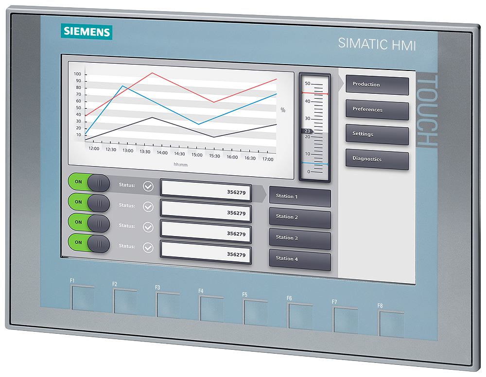 Siemens SIPLUS HMI 6AG11232JB032AX0 KTP900 2nd Generation Basic Panel, 24 VDC, 230 mA, 5.5 W, 9 in TFT Widescreen/LED Backlighting Display, 8 Keys, 1 x USB, Industrial Ethernet, PROFINET