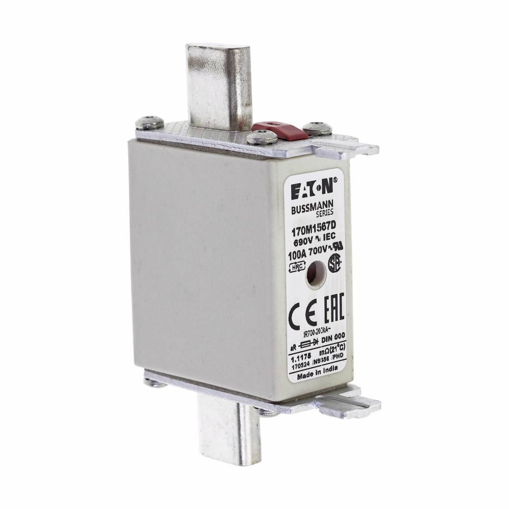 Edison 170M1567D High Speed Fuse, 100 A, 690 VAC, 200 kA Interrupt, Class: AR, Square Blade Body