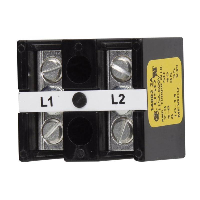 EATON 14002-2A Power Terminal Block, 600 V, 115 A, 14 to 2 AWG Cu, 8 AWG Al Wire