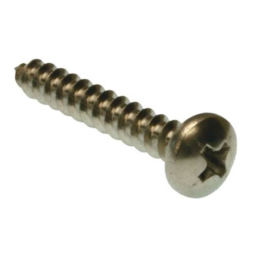 Metallics JSTSP10 Tapping Screw, #6, 1/2 in OAL, Pan Head, Phillips® Drive, 18-8 Stainless Steel