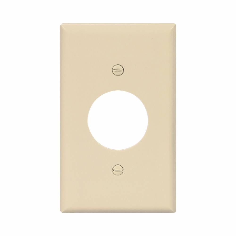 EATON Arrow Hart PJ7V Mid-Size Screwless Receptacle Wallplate, 1 Gang, 4.87 in H x 3.12 in W, Polycarbonate, Ivory
