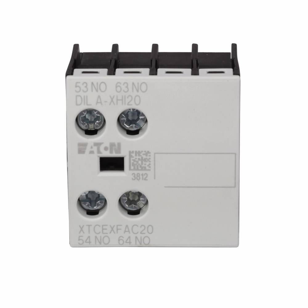EATON XTCEXFATC20 2-Pole Tall Version Auxiliary Contact, 500 VAC, 1.5 to 6 A, 2 Contacts