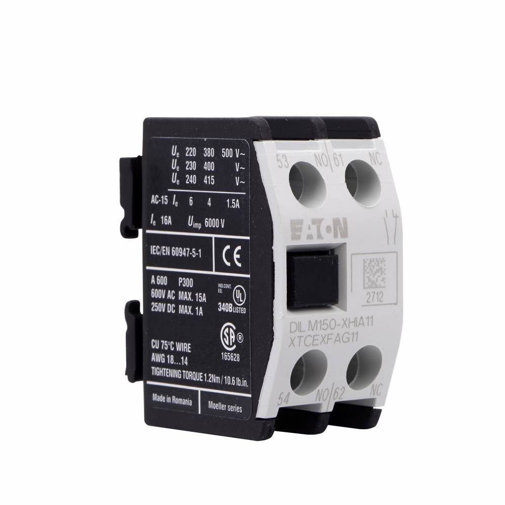 EATON XTCEXFAG11 2-Pole Auxiliary Contact, 600 VAC, 220 VDC, 16 A, 2 Contacts