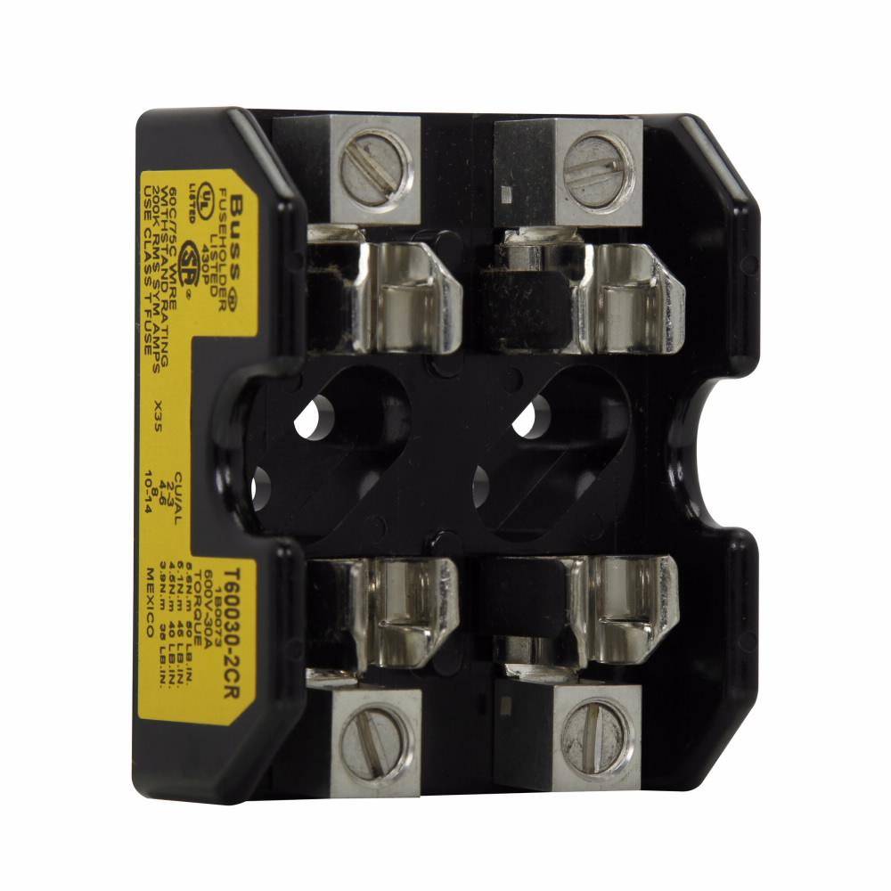 Edison T60030-1CR Open Style Fuse Block, 600 VAC/VDC, 1/2 to 30 A, T Class, 14 to 2 AWG Wire, 1 Pole