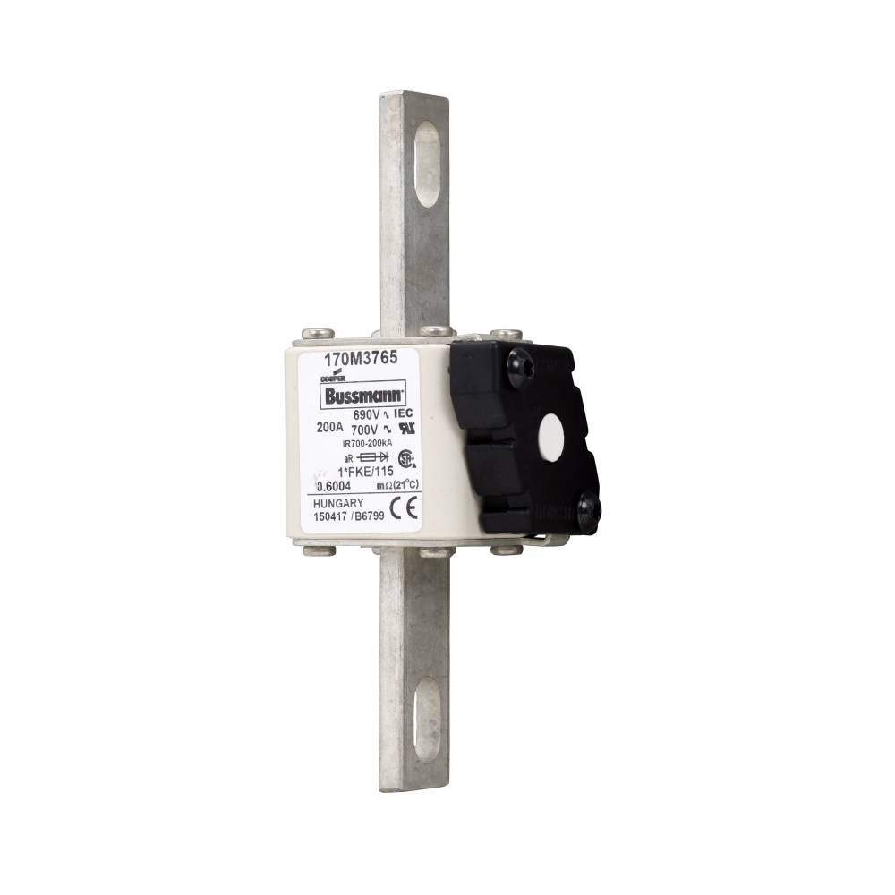 Bussmann 170M3765 Semi-Conductor High Speed Fuse, 200 A, 690 V, 200 kA Interrupt, Class: aR, Square Body