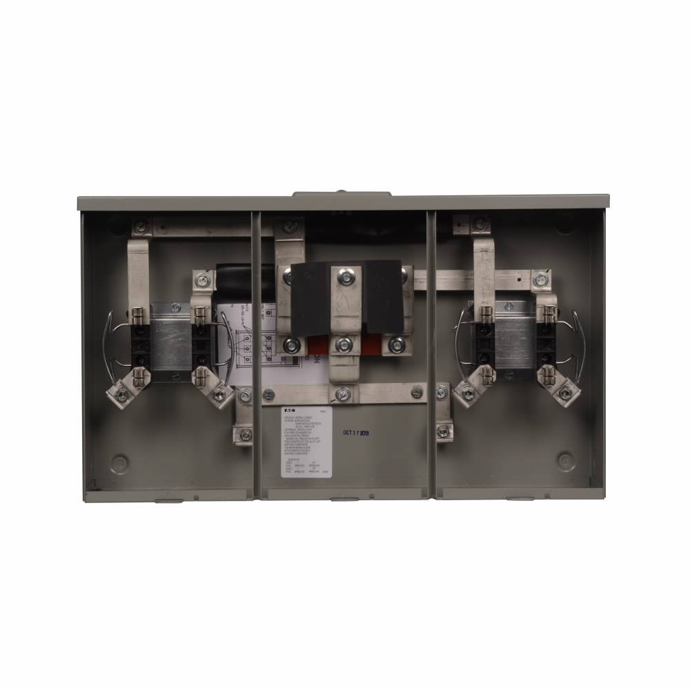 EATON Cutler-Hammer 1006737BCH 3-Wire 2-Position Horizontal Ganged Single Meter Socket, 600 VAC, 200 A, 1 Phase