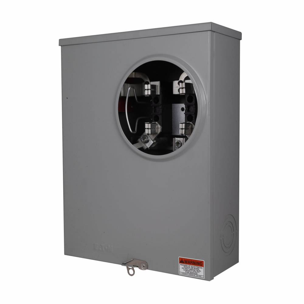 EATON Cutler-Hammer 1008940CH 3-Wire 1-Position Residential Service Single Meter Socket With 14 to 2 AWG Copper Grounding Connector and Horn Bypass, 600 VAC, 200 A, 1 Phase