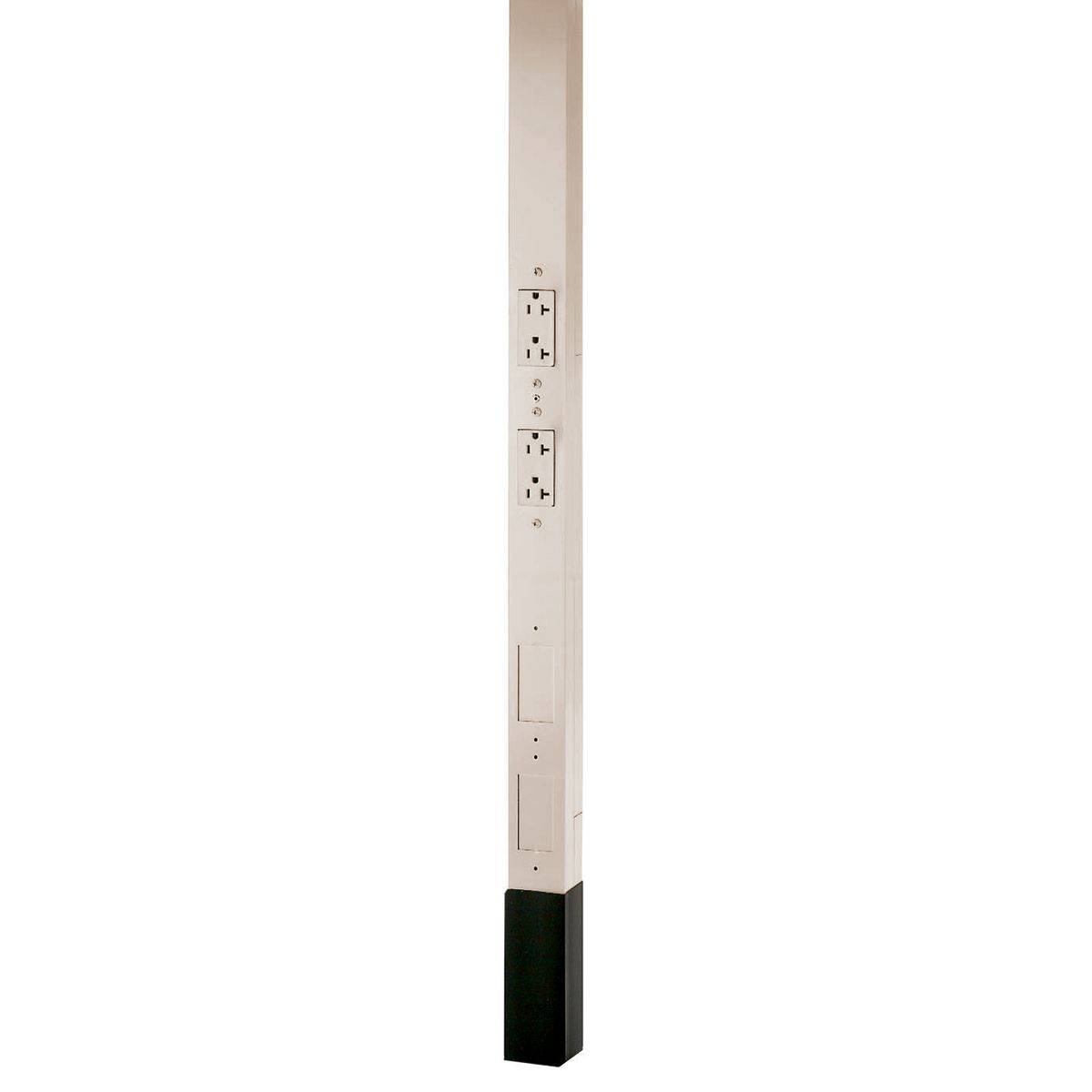 Wiring Device-Kellems HBLPP10OW 19-Strands Pre-Wired Service Pole, (2) Receptacles, (2) Knockouts Capacity, 3 Outlets, 10 ft 2 in L x 2.13 in W, Aluminum