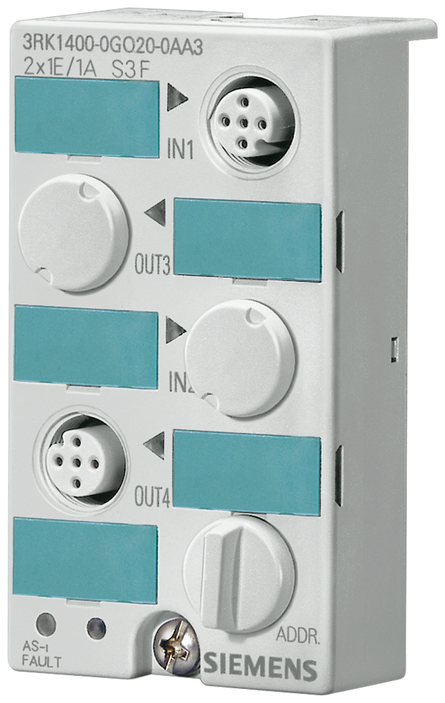 Siemens 3RK1400-0GQ20-0AA3 AS-I K45 Compact St&ard Slave Digital I/O Module, 2 Inputs, 2 Outputs