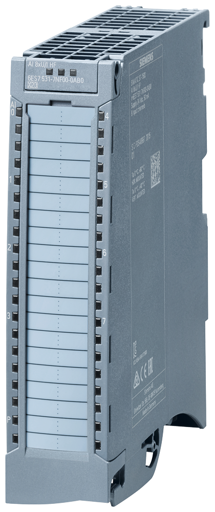 Siemens 6AG15317NF007AB0 Analog Input Module, 8 Inputs, 1 to 5 V, +/-2.5 V, +/-5 V, +/-10 V, 0 to 20 mA, 4 to 20 mA, +/-20 mA Signal Range, 16 bit Resolution, 0.1 % Accuracy