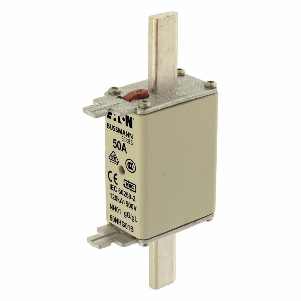 Edison 50NHG01B Fuse Link With Metal Gripping Lug, 500 VAC, 50 A