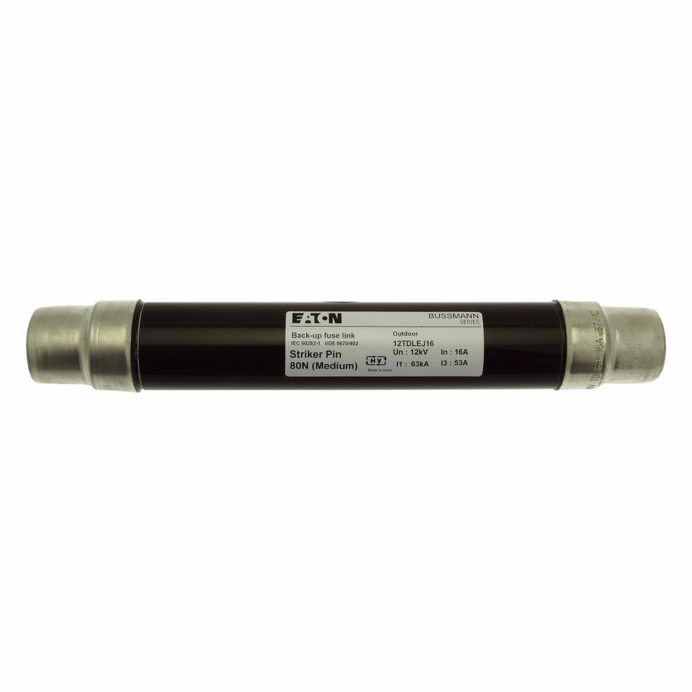 Bussmann 17.5TDLSJ16 Type T Back-Up Current Limiting DIN Dimensioned Medium Voltage IEC Fuse, 16 A, 17.5 kV, 35.5 kA, Cartridge Body