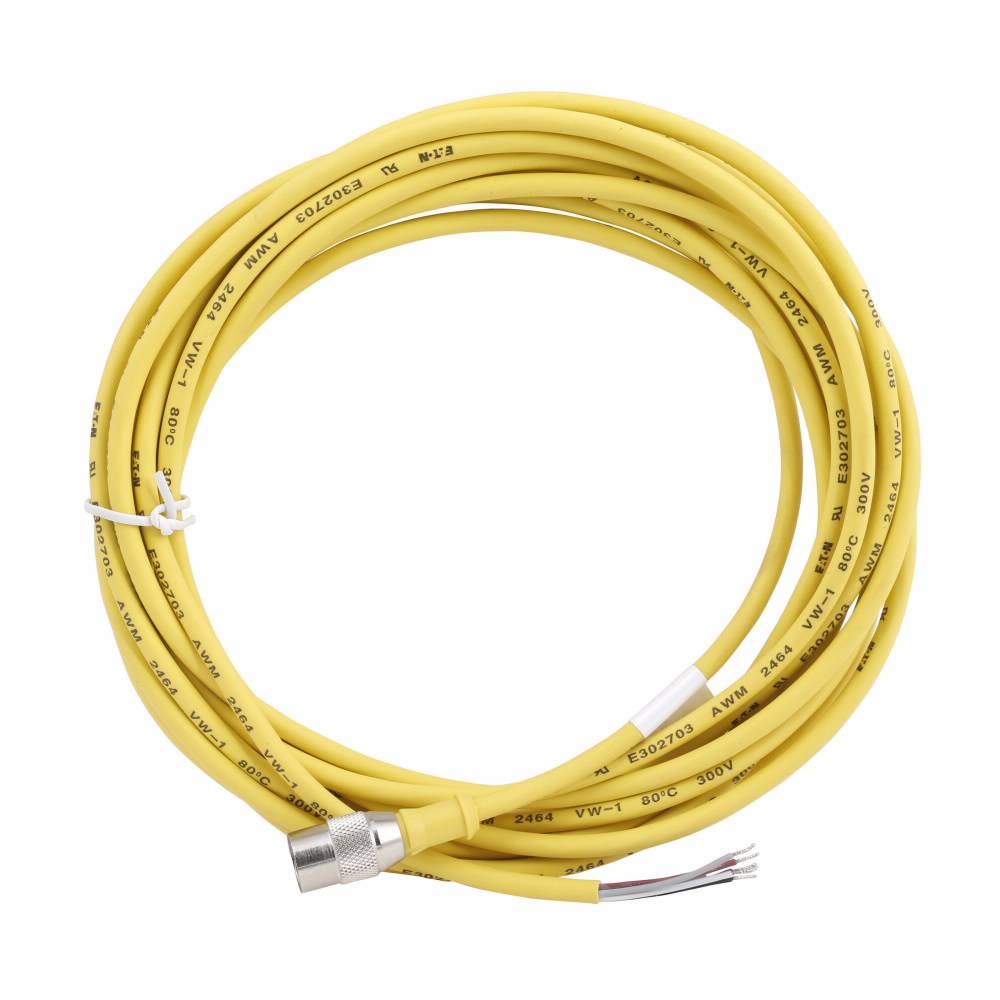 EATON CSAS5A5CY2205 Global Plus 5-Wire Standard Single End Cable Connector, 1/2-20 UNF-2B 5-Pin Micro-Style Straight Female Connector, 5 m L Cable, 5 Poles, Dual Keyway