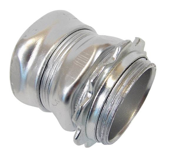 Allied Tube & Conduit CC75RKON Straight Compression Connector, 3/4 in Trade, For Use With EMT Conduit, Steel, Zinc Plated