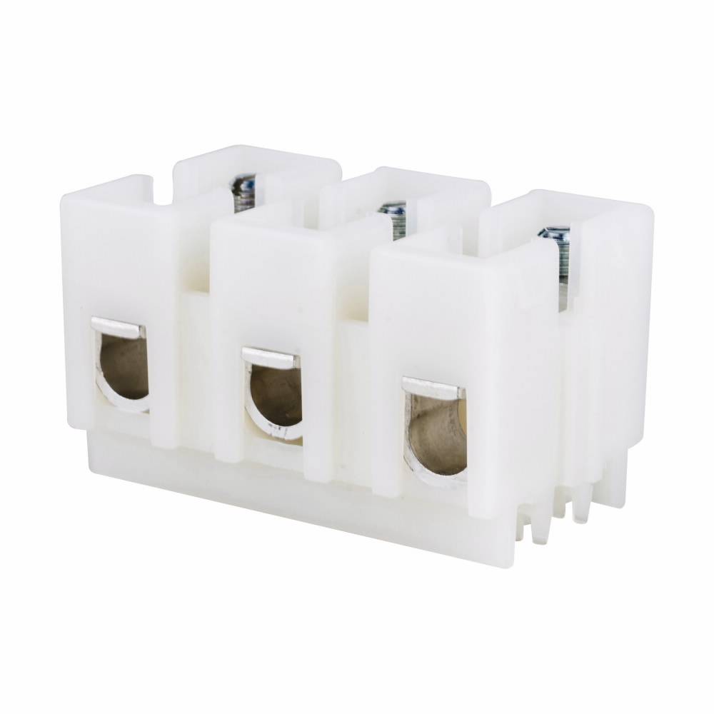 Bussmann NC3-WH Feed-Through Terminal Block, 600 V, 175 A, 14 to 2/0 AWG Aluminum/Copper Wire, 3 Poles, C-Rail Mount