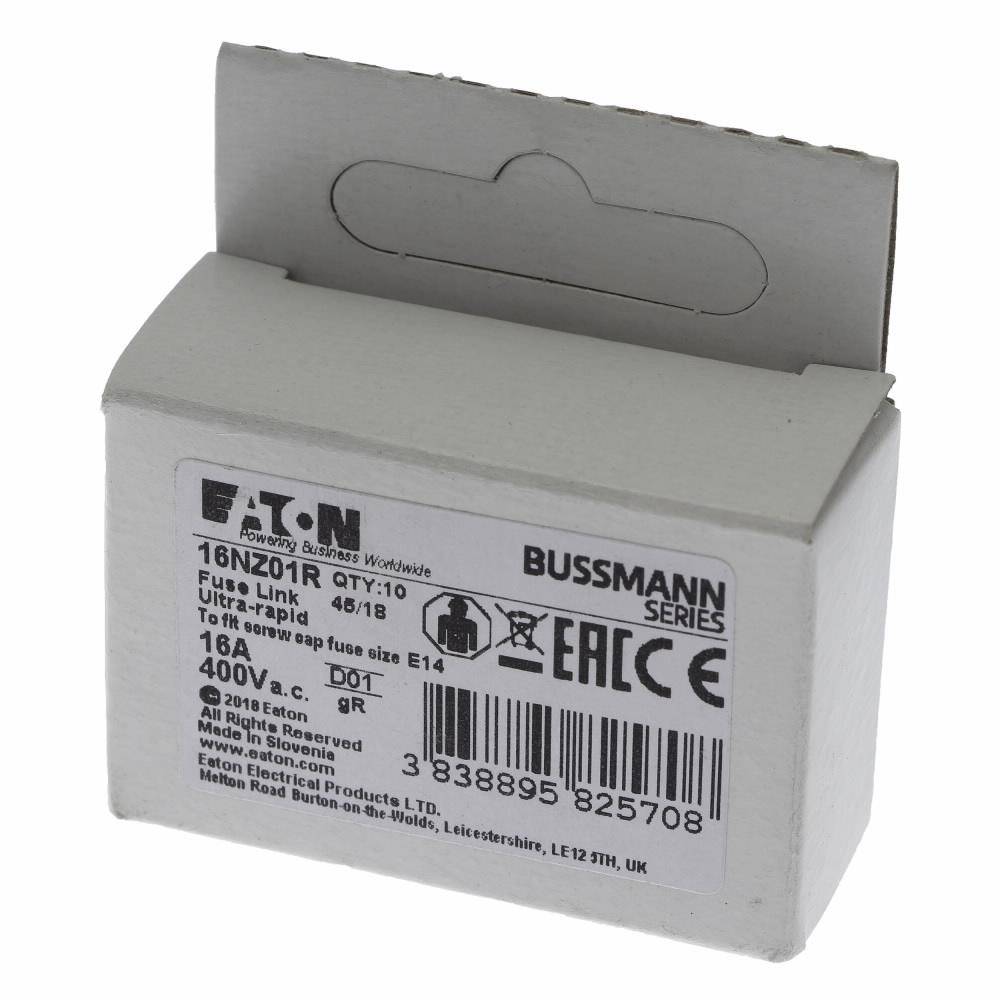 Bussmann 16NZ01R Low Voltage D0 Ultra Rapid Fuse, 16 A, 400 VAC, Class: gR