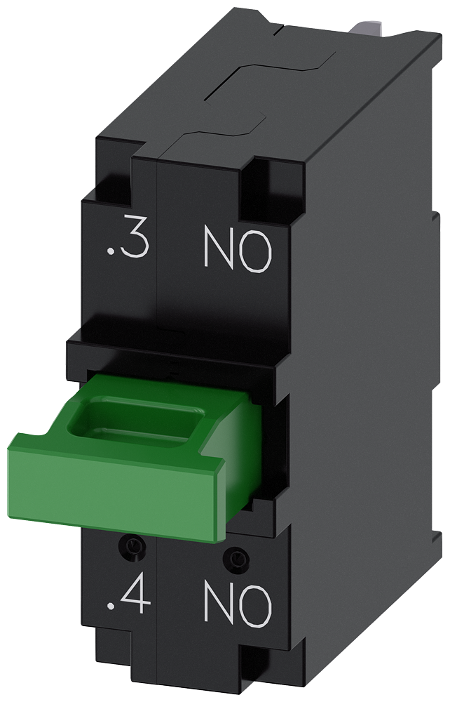 Siemens SIRIUS ACT 3SU14003AA105BA0 Standard Contact Module, 1NO Contact, 10 A at 24 VAC, 0.3 A at 230 VDC Contact, Silver Alloy Contact, Black
