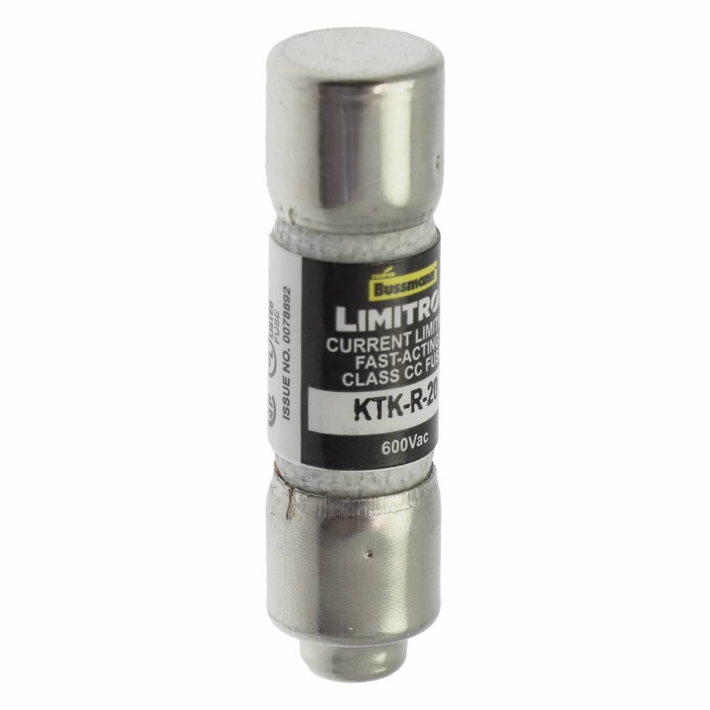 Bussmann Limitron™ KTK-R-20 Fast Acting Current Limiting Low Voltage Fuse, 20 A, 600 V, 200 kA Interrupt, CC Class, Cartridge Body