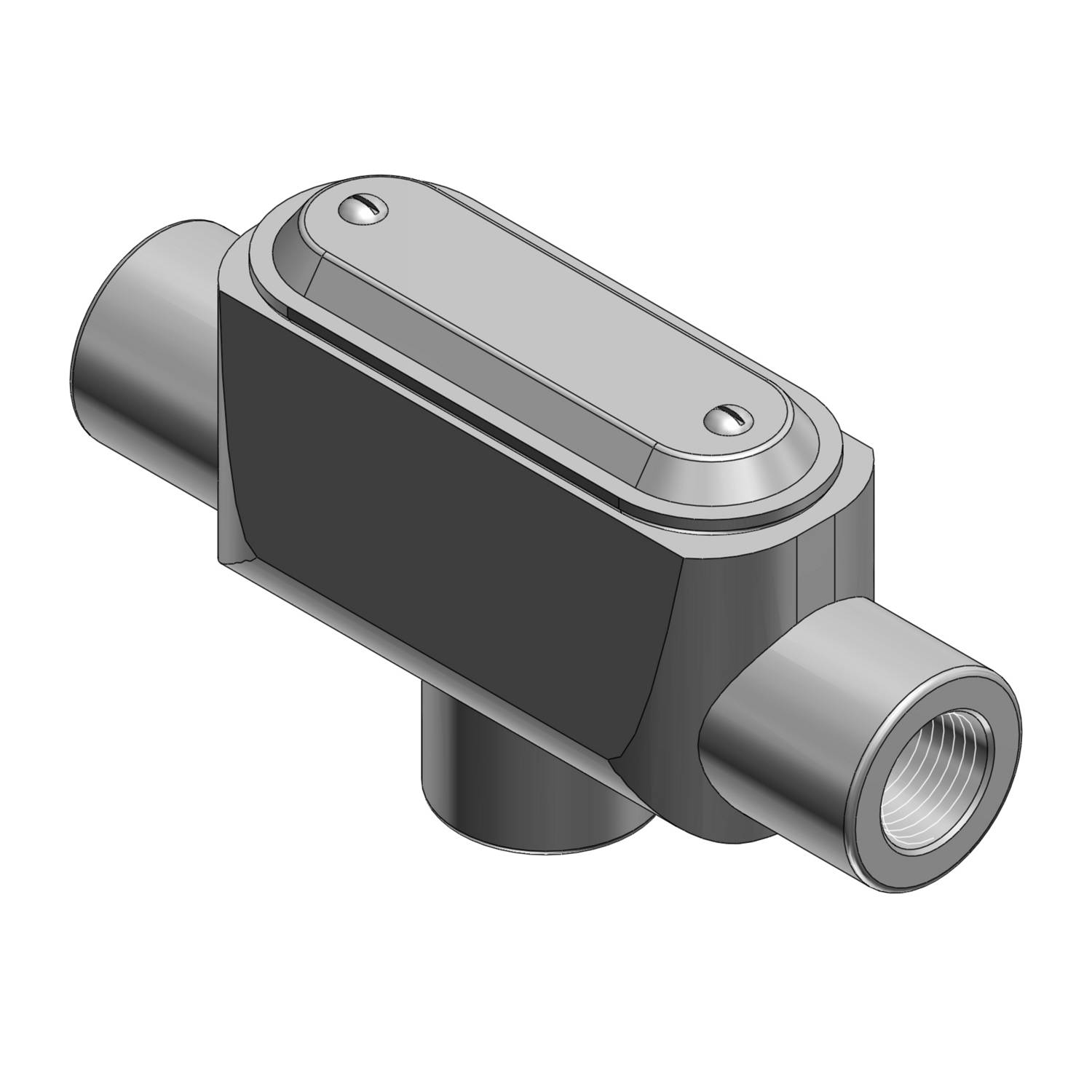 T&B® BlueKote® TB37 Type TB Conduit Body With Cover, Gasket, 1 in Hub, Form 7 Form, 16.9 cu-in Capacity, Iron, Epoxy Powder Coated/Zinc Plated