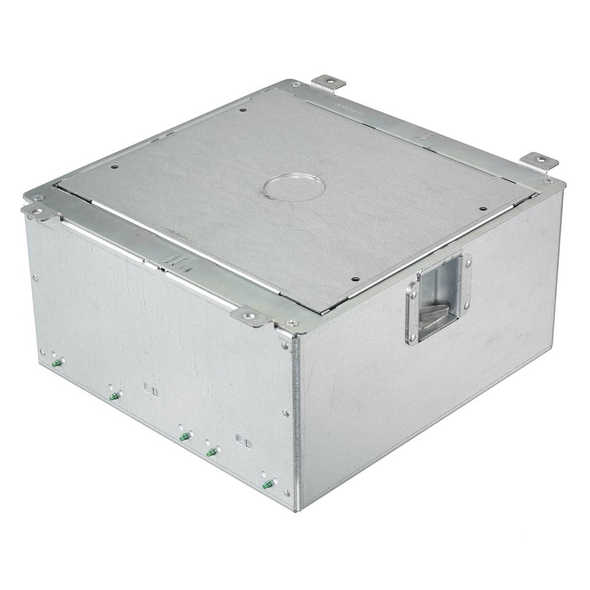 PREMISE WIRING SystemOne™ AFB10G55CHI Set-In Floor Box, Steel, 25 cu-in Capacity, 10 Gangs, 12.37 in L x 10.96 in W x 5.74 in H