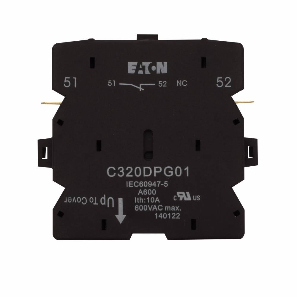 EATON FIC320DPG01 F1 Heavy Duty Pilot Rated Auxiliary Contact With Pressure Plate, Quick Connect Terminal, 600 VAC, 10 A, 1 Contact