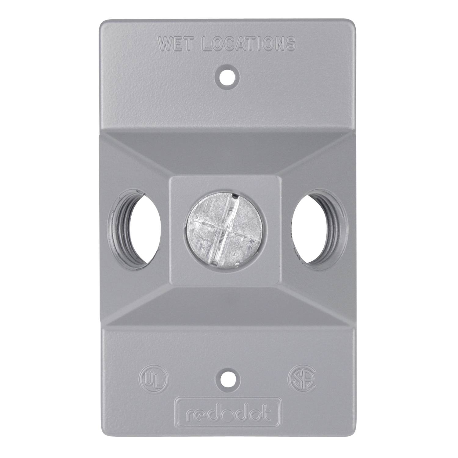 Red Dot® S203WHE 3-Hole Standard Lampholder Cover, 4-9/16 in L x 2-13/16 in W, Aluminum