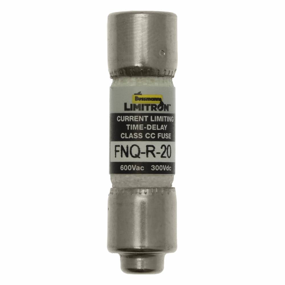 Bussmann Limitron™ CC-Tron® FNQ-R-20 Advanced Protection Current Limiting High Inrush Low Voltage Time Delay Fuse, 20 A, 600 VAC/300 VDC, 20/200 kA Interrupt, CC Class, Cartridge Body