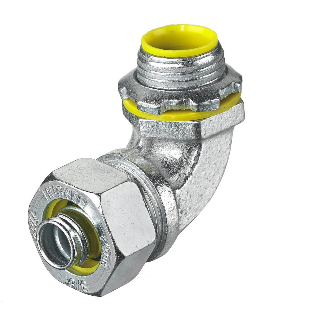 Wiring Device-Kellems H03891 Insulated Male Metallic Liquidtight Connector, 4 in Trade, 90 deg, Iron/Steel, Zinc Plated