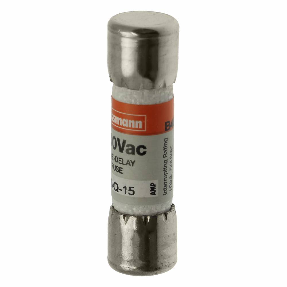 Bussmann Tron® FNQ-15 Low Voltage Supplemental Time Delay Midget Fuse, 15 A, 500 VAC, 10000 A Interrupt, Class: Supplemental, Cartridge Body