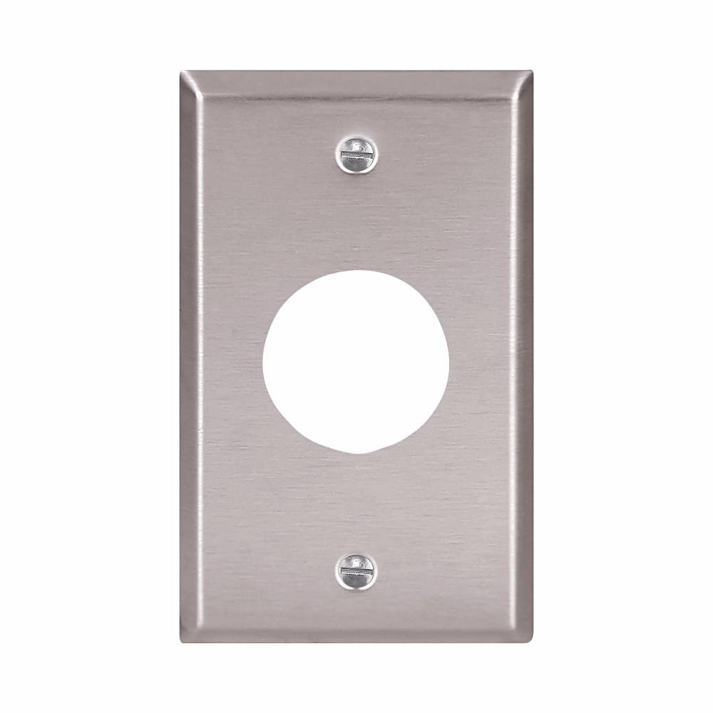 EATON Arrow Hart™ Eaton Wiring Devices 93091-BOX 93000 Standard Receptacle Wallplate, 1 Gangs, 4-1/2 in H x 2-3/4 in W, 302/304 Stainless Steel