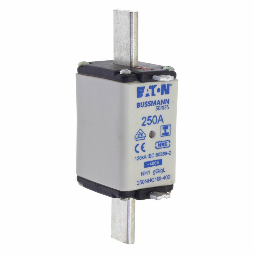 Bussmann 250NHG1BI-400 Size 1 Dual Indicator Low Voltage NH Fuse Link, 400 V, 250 A, For Use With Class C/gG/gL Fuse, Ceramic