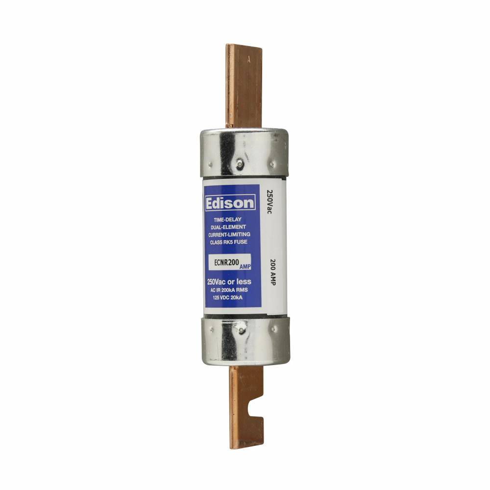 Bussmann ECNR200 Current Limiting Time Delay Fuse, 200 A, 250 VAC/125 VDC, 200 kA Interrupt, RK5 Class, Cylindrical Body