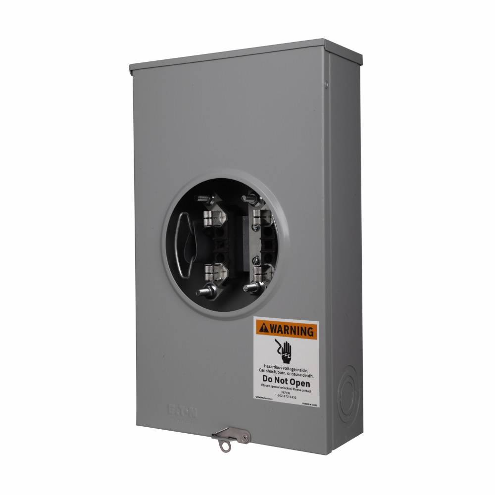 EATON Cutler-Hammer 1007448ACH 3-Wire 1-Position Residential Service Single Meter Socket, 600 VAC, 200 A, 1 Phase