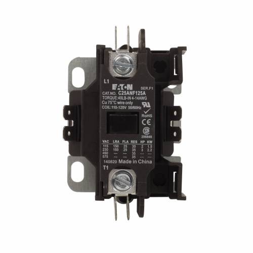 EATON C25ANF140H Non-Reversing Definite Purpose Contactors AC, 277 VAC V Coil, 40 A, 1 Poles