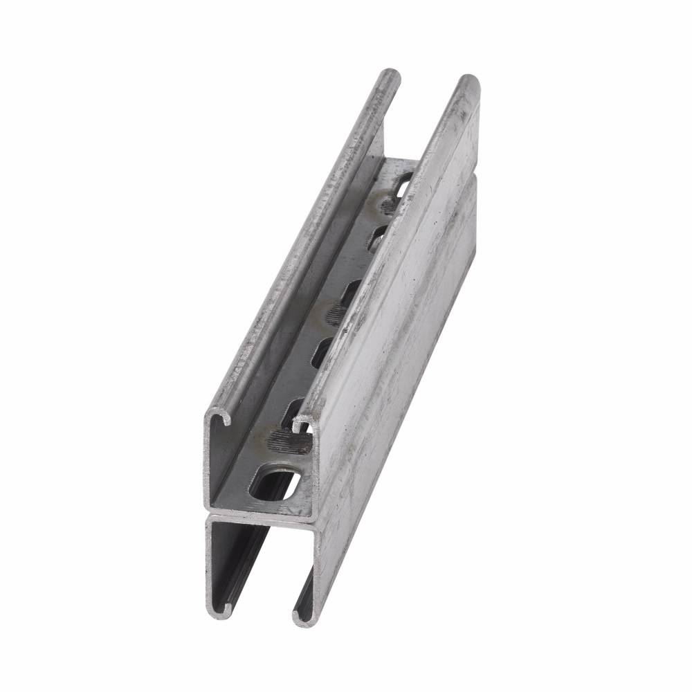 B-Line B22SHA-120GLV Back to Back Slotted Metal Framing Channel, 10 ft L 1-5/8 in W 1-5/8 in D 12 ga THK, Cold Formed Low Carbon Steel, Pre-Galvanized, Import