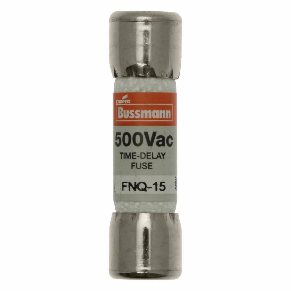 Bussmann Tron® FNQ-15 Low Voltage Supplemental Time Delay Midget Fuse, 15 A, 500 VAC, 10000 A Interrupt, Class: Supplemental, Cartridge Body