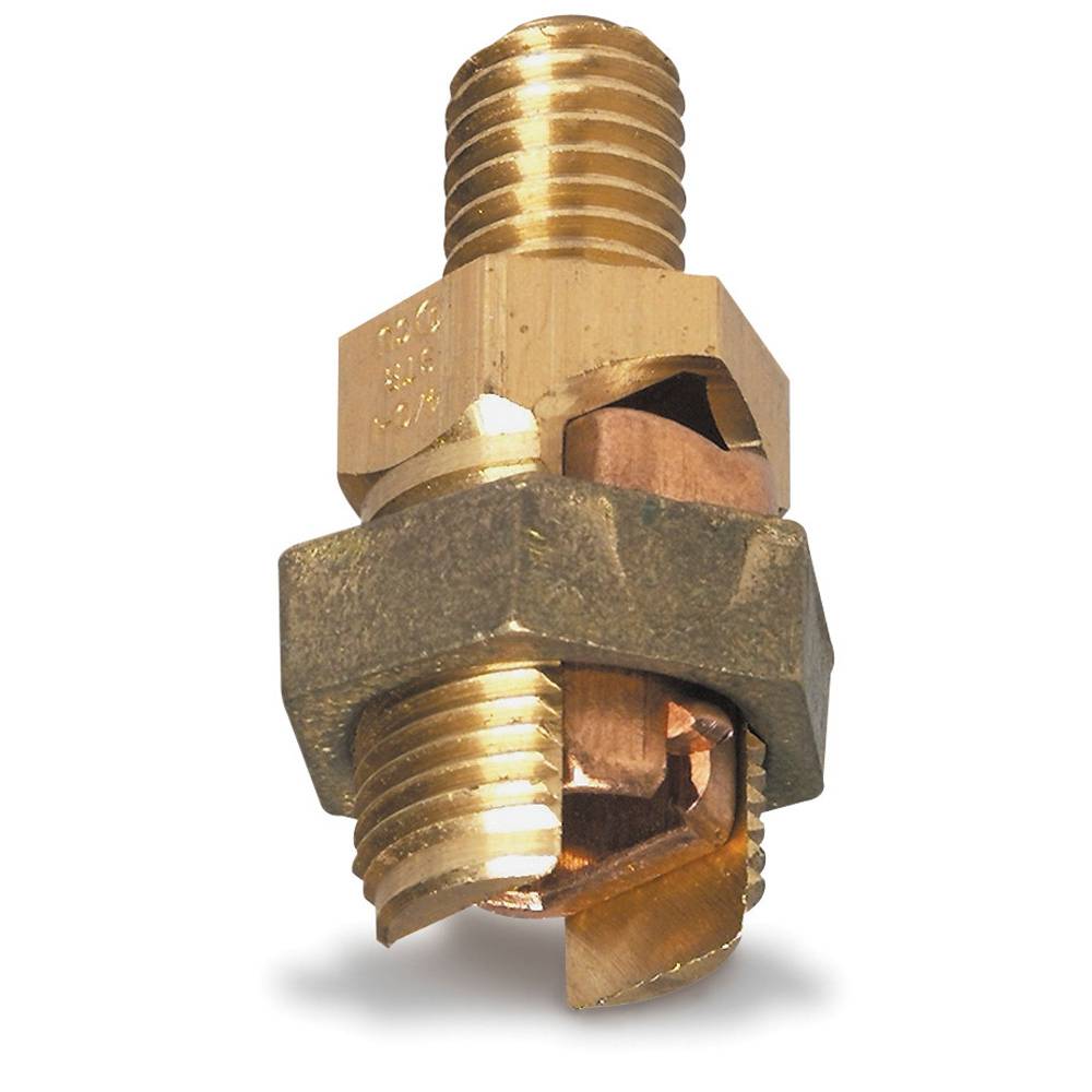 Blackburn® E-Z Ground® SP10SS Type DS Mechanical Grounding Short Stud Service Post Connector, 1 Conductors, 3/0 AWG to 500 kcmil Conductor, 3/4-10 x 1-1/4 in Stud, Bronze Alloy/Copper