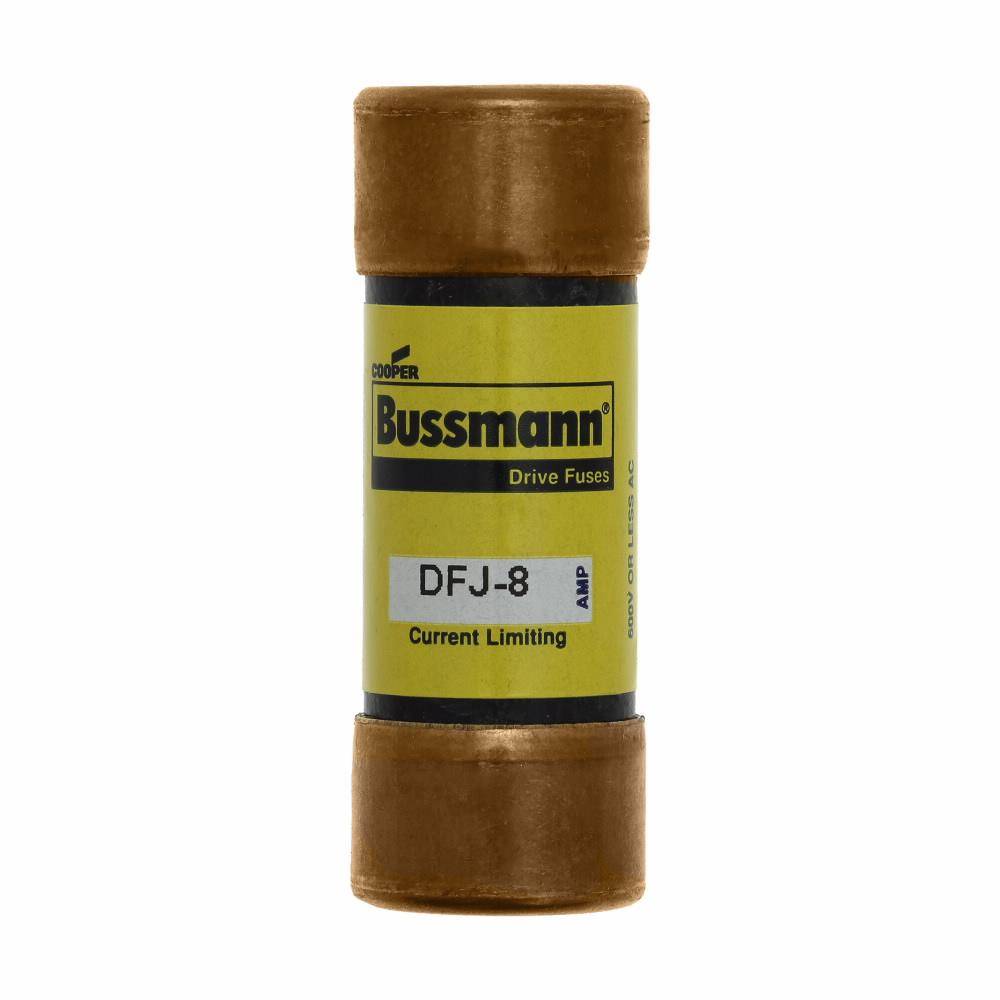 Bussmann DFJ-8 Current Limiting High Speed Drive Fuse, 8 A, 600 VAC/450 VDC, 200/100 kAIC Interrupt, J Class, Cylindrical Body