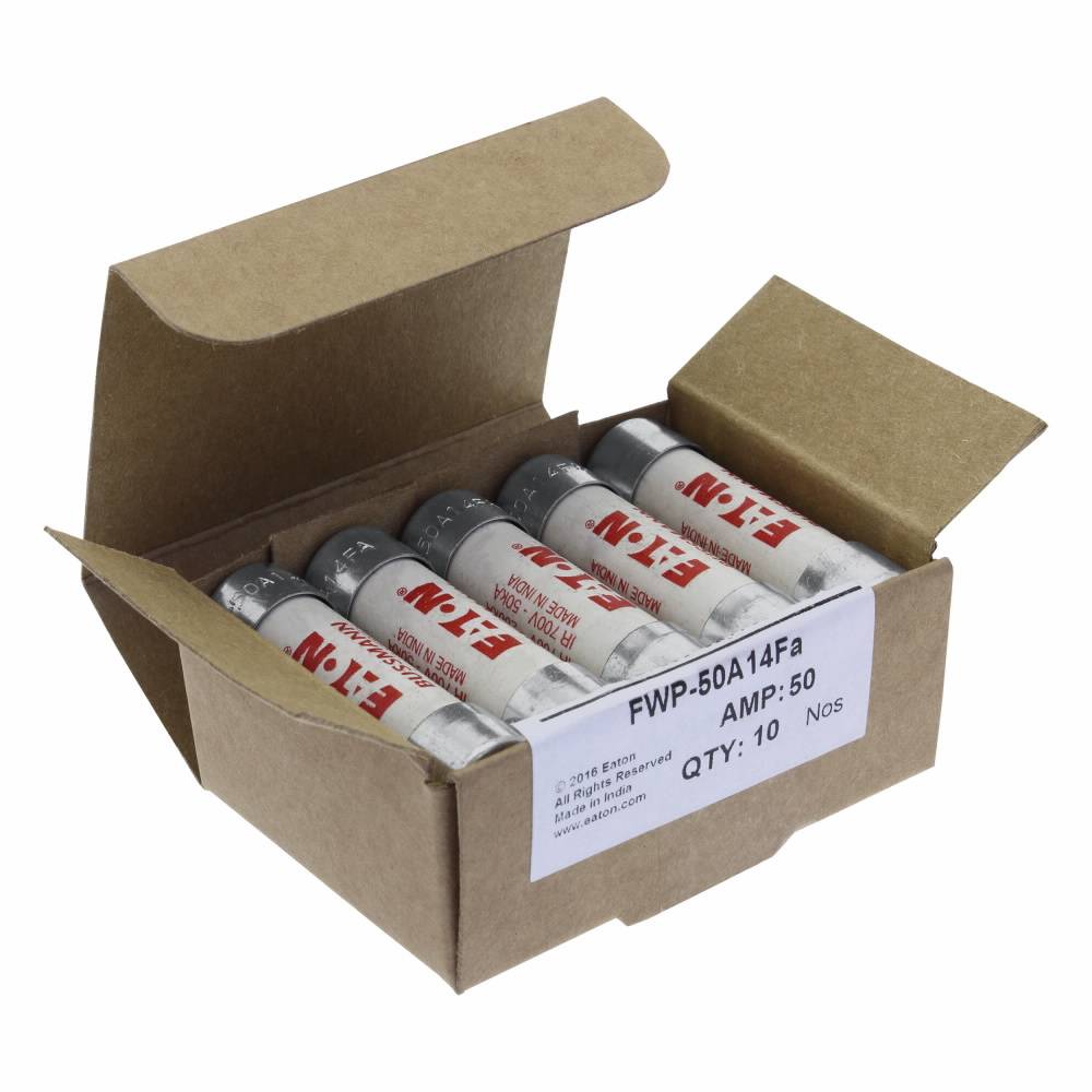 Edison FWP-50A14F Fast Acting High Speed Fuse, 50 A, 690/700 VAC, 800 VDC, 50/200 kA, Cylindrical Body