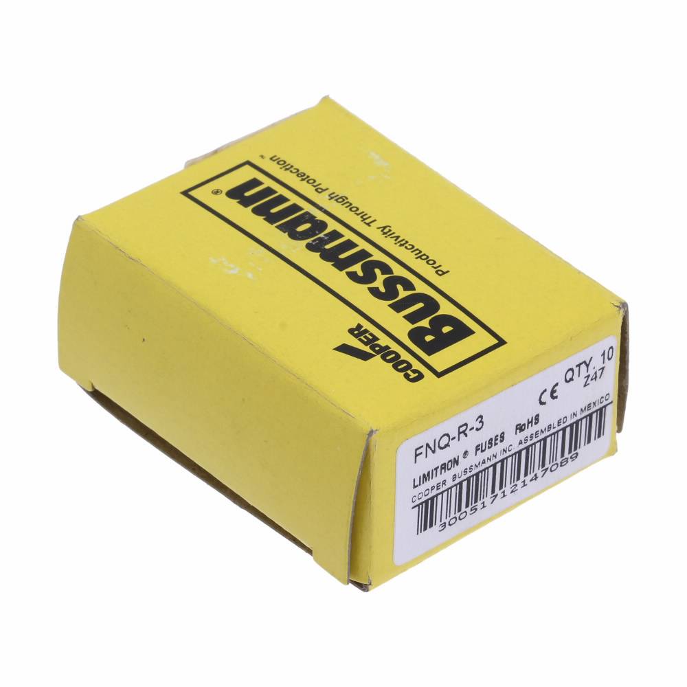 Bussmann CC-Tron® FNQ-R-3 Current Limiting High Inrush Time Delay Fuse, 3 A, 600 V, 200 kAIC Interrupt, CC Class, Cylindrical Body