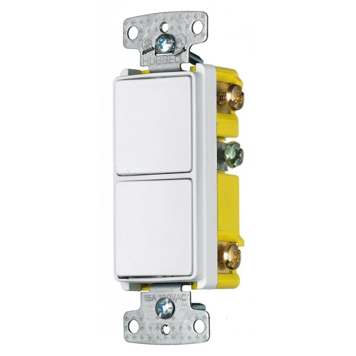 Wiring Device-Kellems RCD103W Decorator 2-Position Standard Combination Switch, 120/277 VAC, 15 A, 4155 W Power Rating, 2-Position Contact
