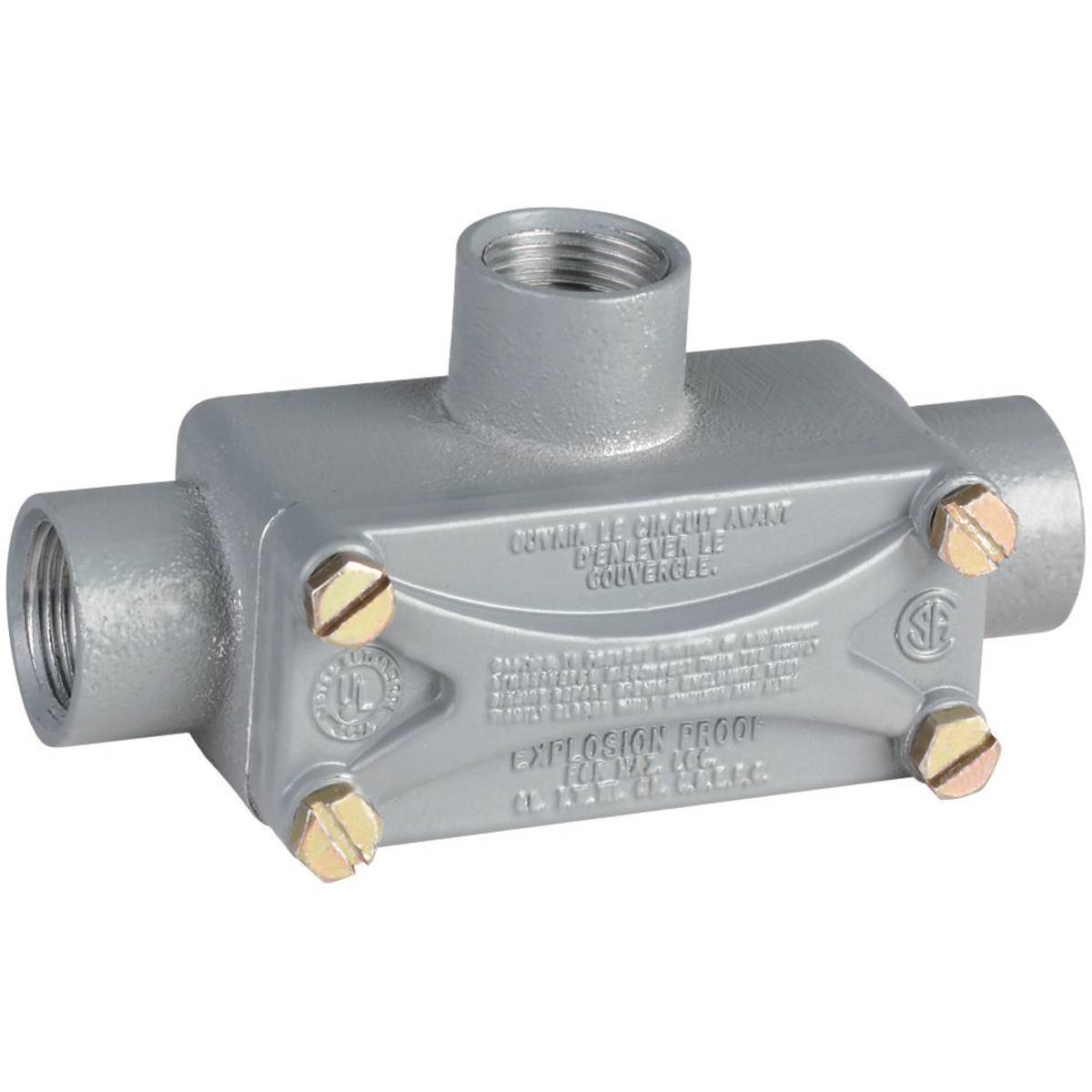Killark® XT-1 XT Series Type T Conduit Body, 1/2 in Hub, 4.3 cu-in Capacity, Aluminum, Powder Coated