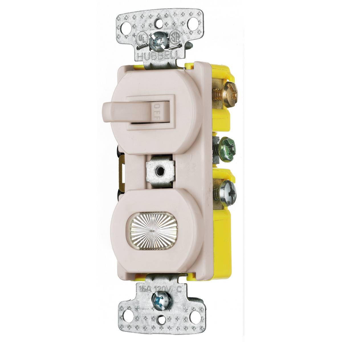 Wiring Device-Kellems RC109LA Self-Grounding Standard Combination Toggle Switch, 120 VAC, 15 A, 1875 W