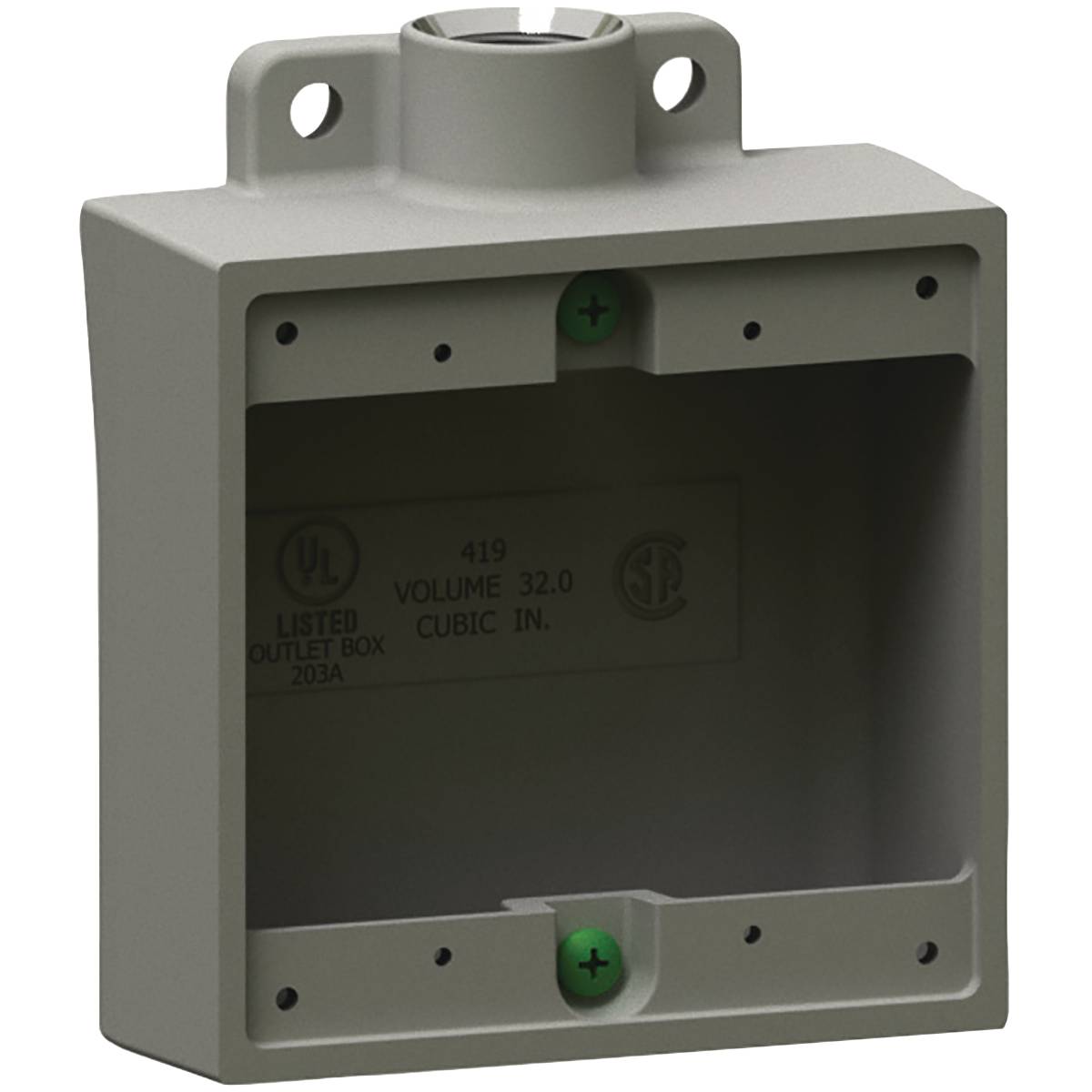 Killark® 2FS-1 2FS/FD Cast Device Box, Copper-Free Aluminum, 32 cu-in Capacity, 2 Gangs, 2 Outlets, 5-1/2 in H x 4-11/16 in W x 2 in D