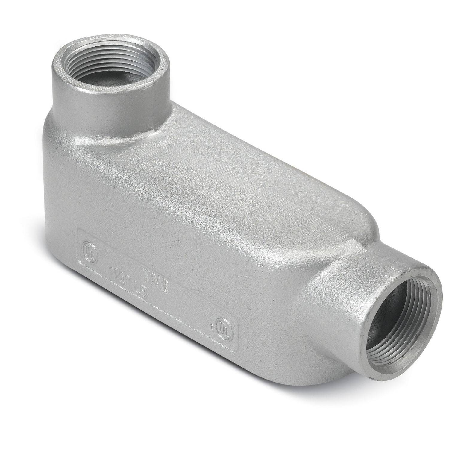 T&B® LB100M 35 Series Type LB Conduit Body, 1 in Hub, 12.5 cu-in Capacity, Malleable Iron, Aluminum Acrylic Coated/Zinc Plated