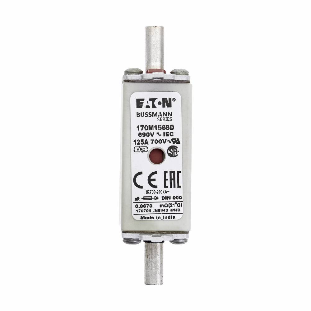 Edison 170M1568D High Speed Fuse, 125 A, 690 VAC, 200 kA Interrupt, Class: AR, Square Body
