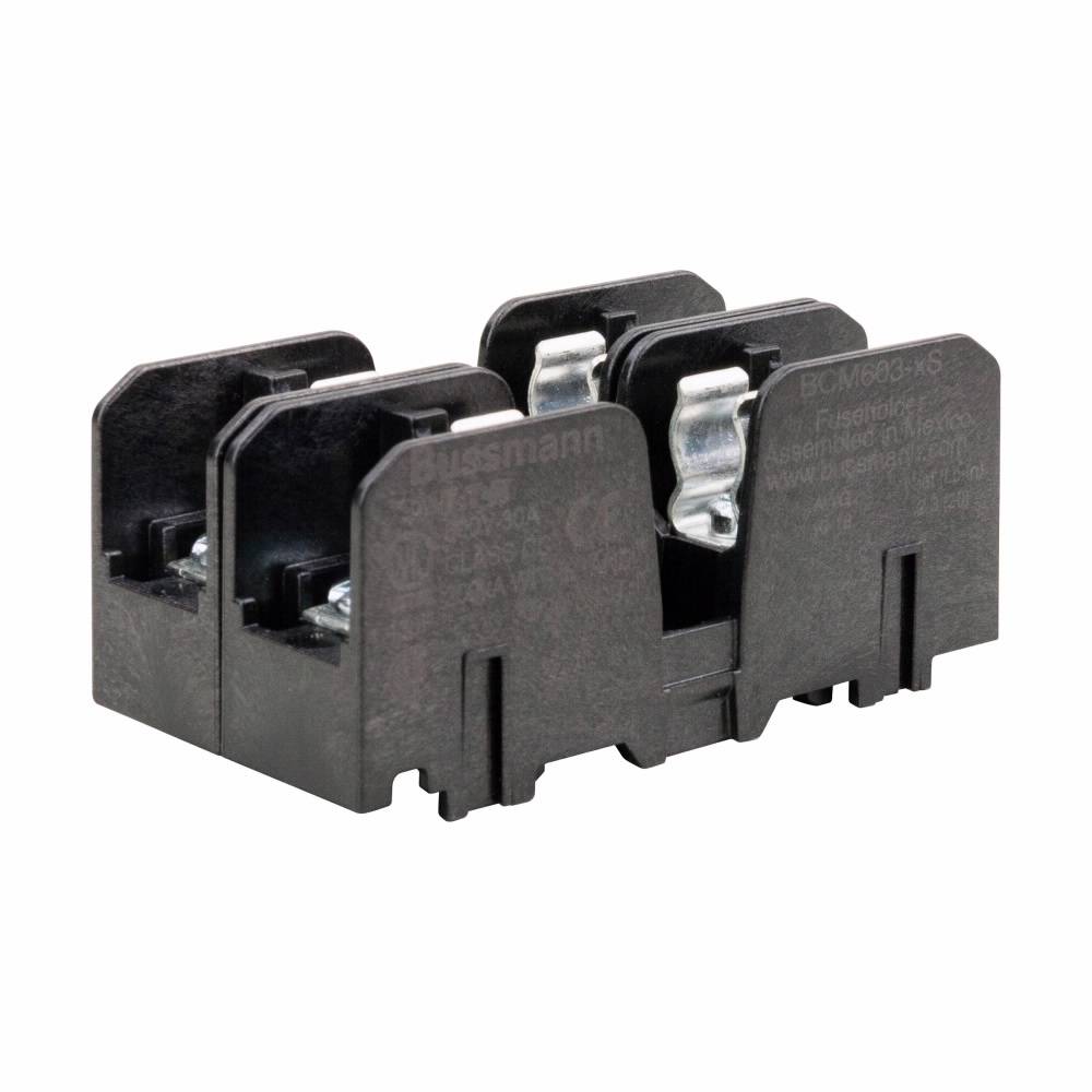 Bussmann BCM603-2S BCM Modular Fuse Block, 600 VAC, 30 A, 18 to 10 AWG Wire, 2 Poles