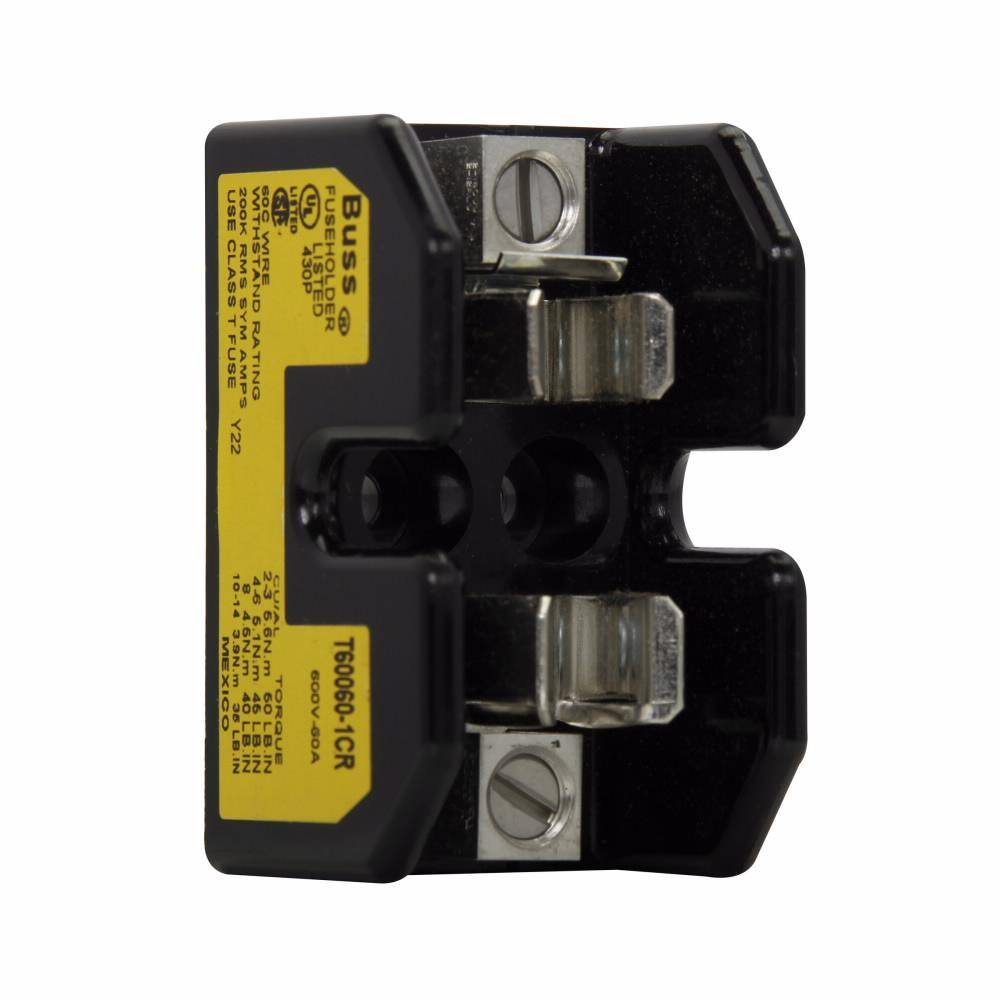 Edison T60060-1CR Open Style Fuse Block, 600 VAC/VDC, 31 to 60 A, T Class, 14 to 2 AWG Wire, 1 Pole