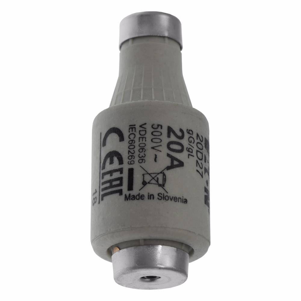 Edison 20D27 Low Voltage Time Delay Diazed Fuse Link, 20 A, 500 VAC, 100 kA Interrupt, Class: gG/gL, Round Body