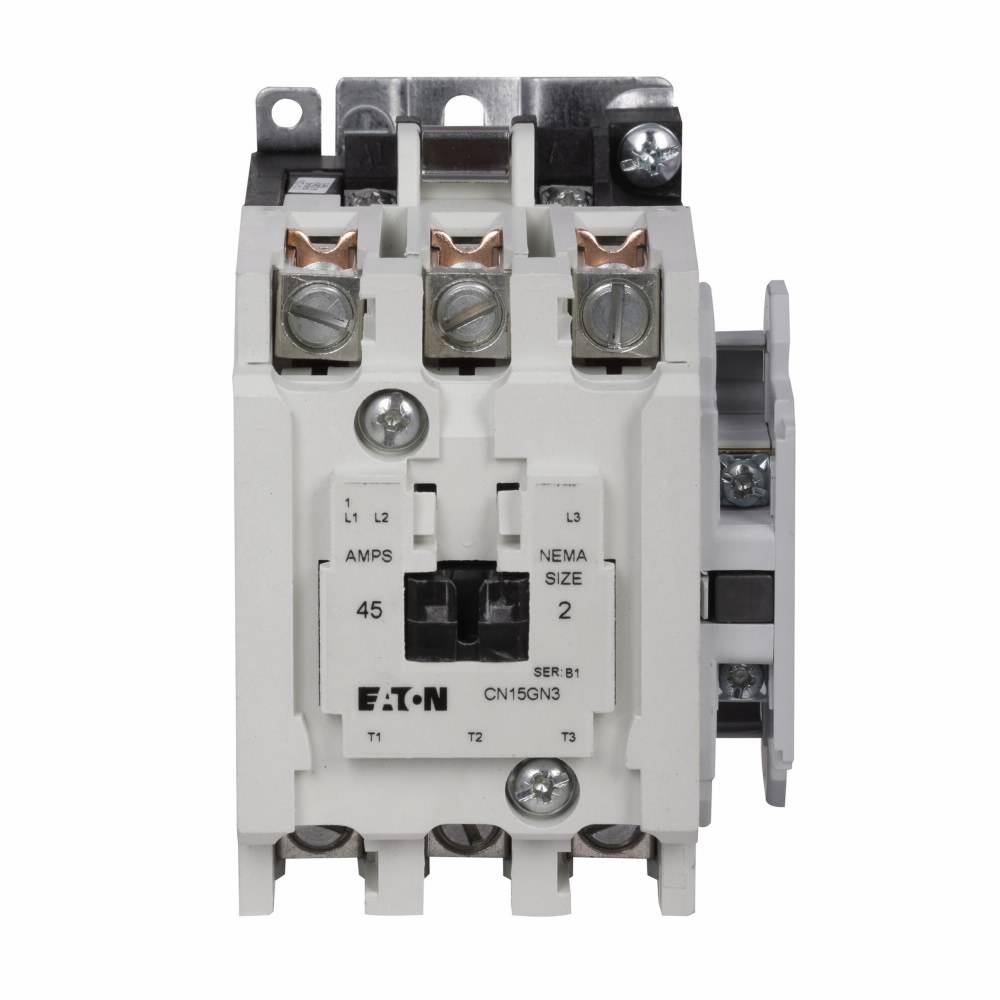 EATON CN15GN3AB Freedom 1/3-Phase G-Frame Non-Reversing NEMA Contactor With Steel Mounting Plate, 110/120 VAC V Coil, 45 A, 1NO Contact, 3 Poles